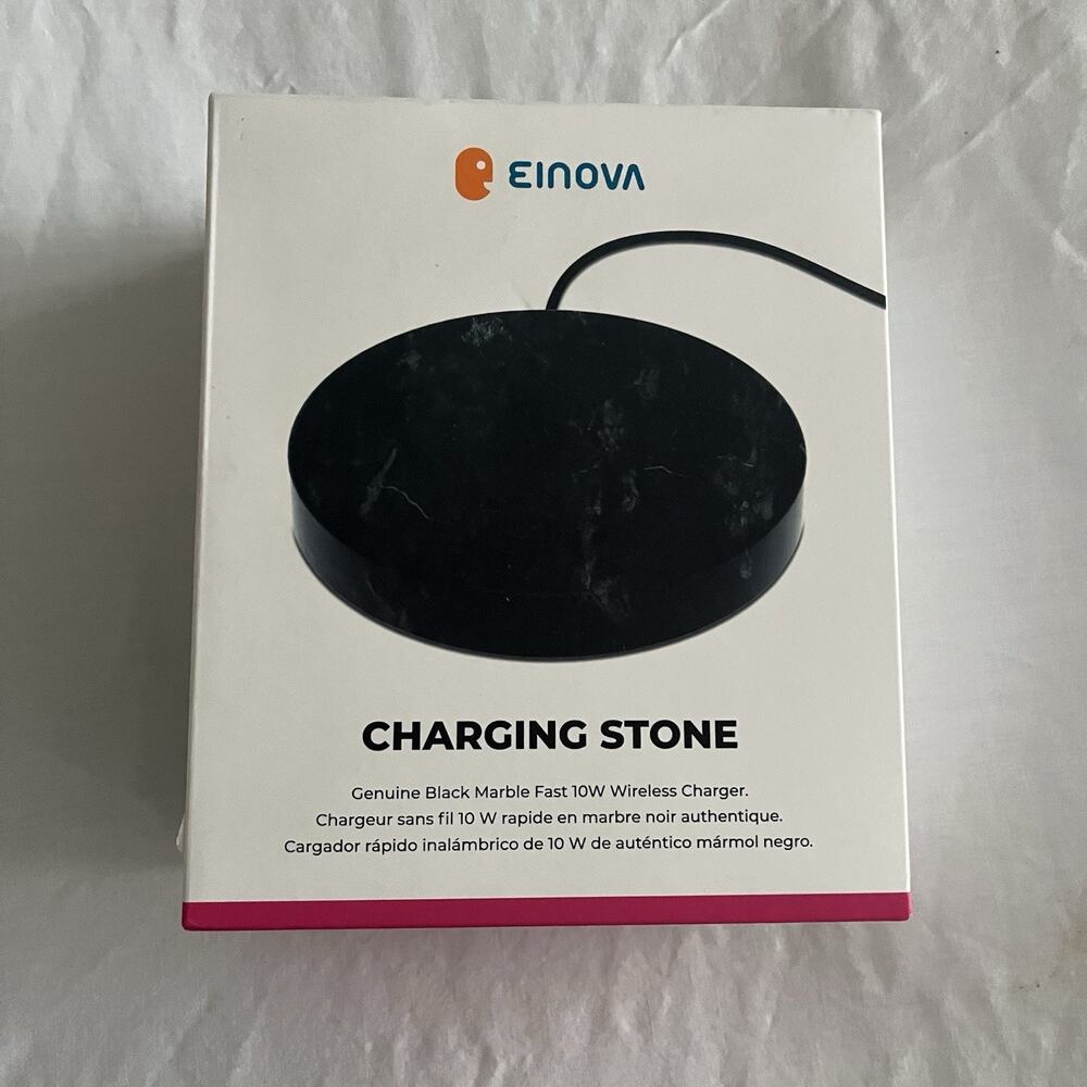 NIB - Einova Wireless Phone Charging Stone with 10W Fast Charging - Black Marble